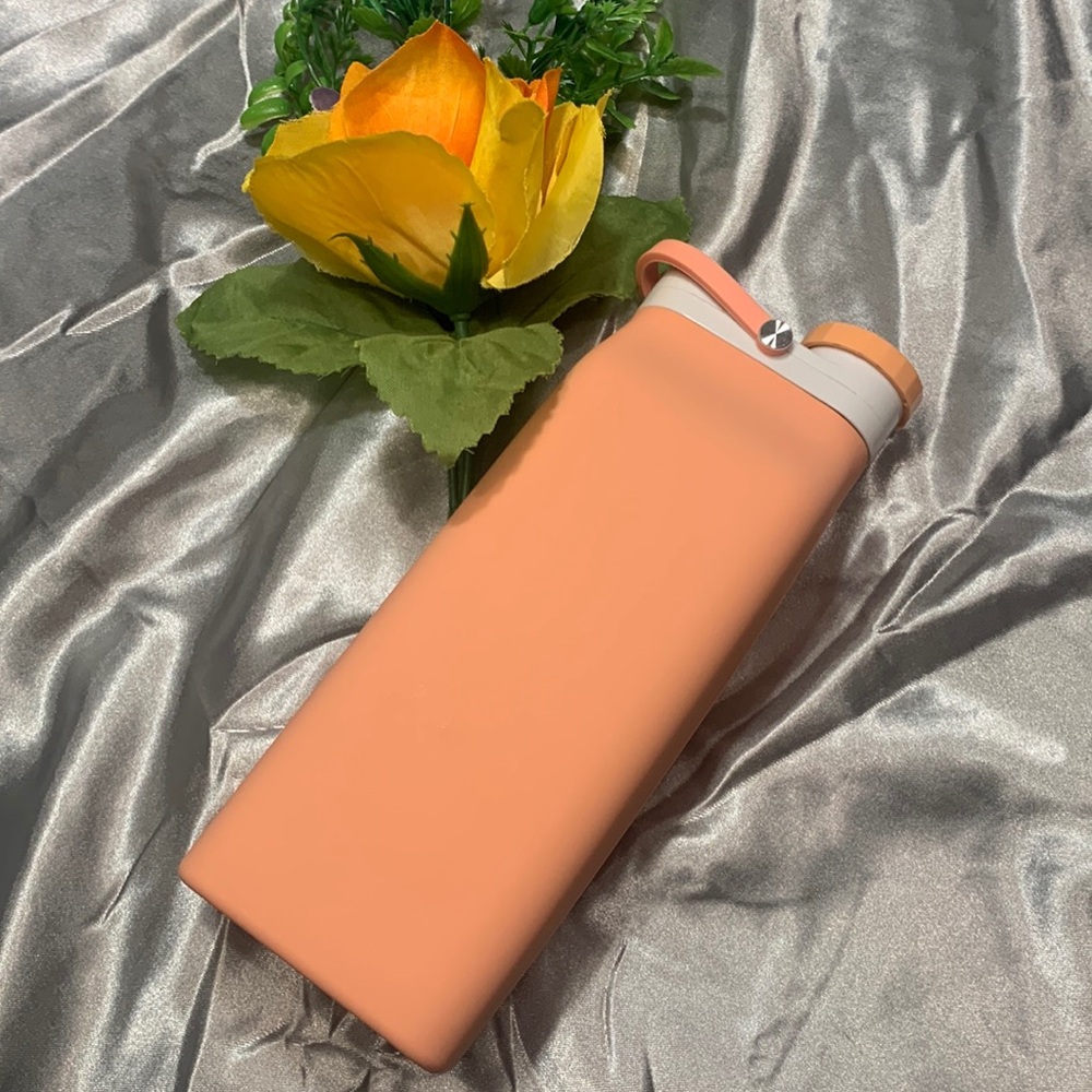 🌹Platinum Silicone • Peach Water Bottle • EPA Free •  600ml 20.5 Oz •